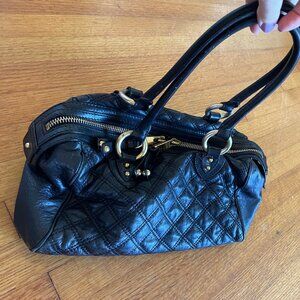 Marc Jacobs Black Quilted Leather Handbag with Gold Hardware